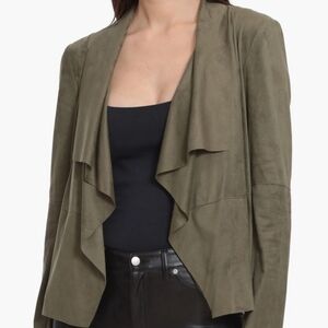 Bagatelle Women's Winter Olive Green Draped Faux Suede Jacket Size 1X
